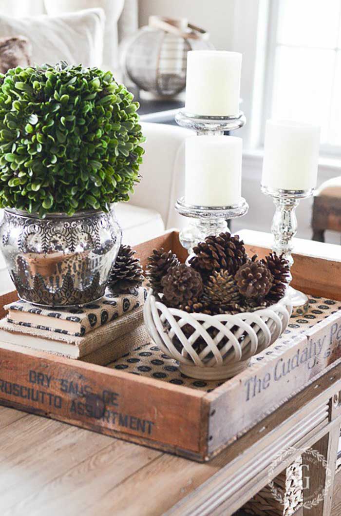 rustic crate coffee table decor