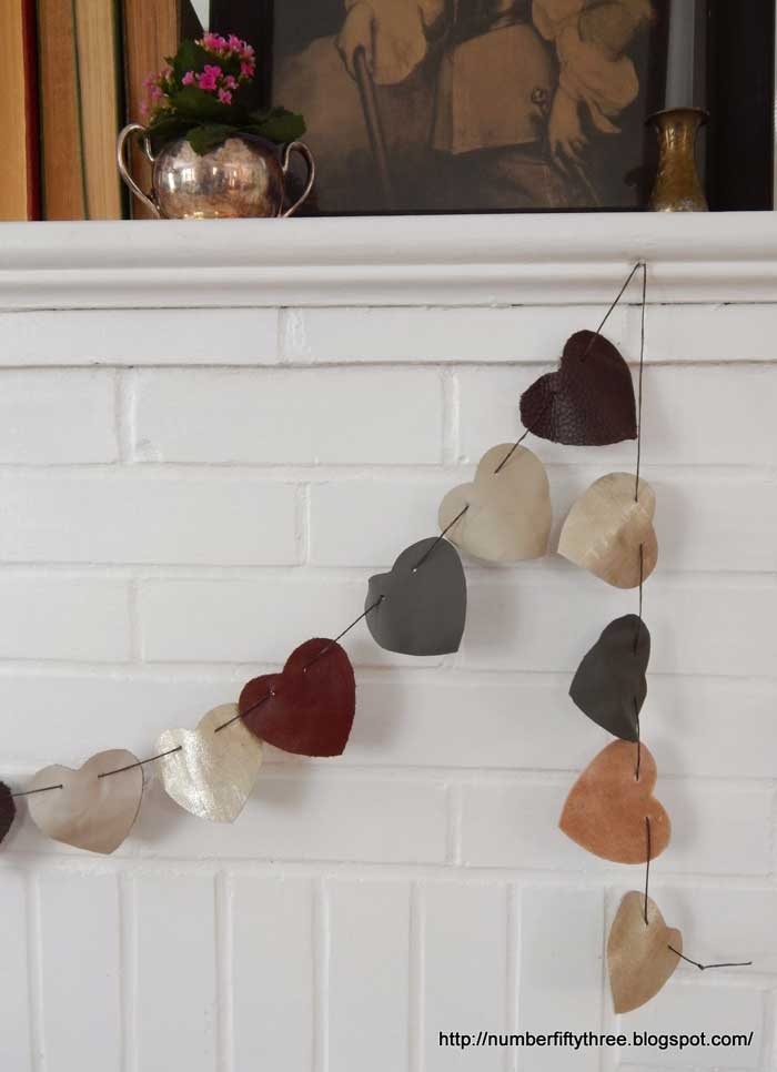 scrap leather heart garland