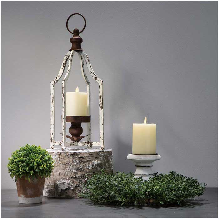 wood and metal rustic lantern