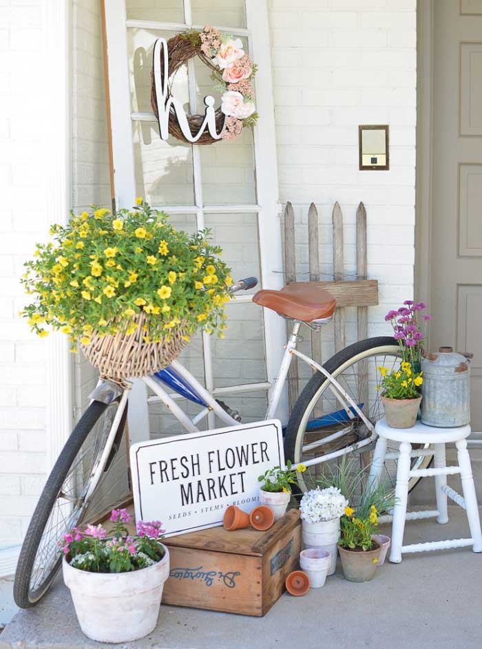 bike basket planter 