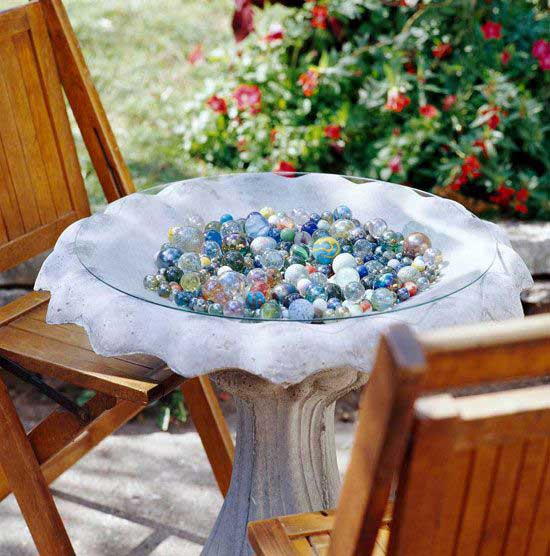 bird bath marble display