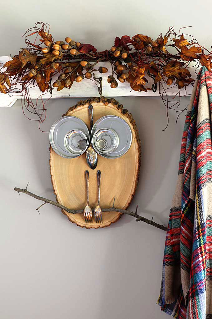 diy wood slice owl