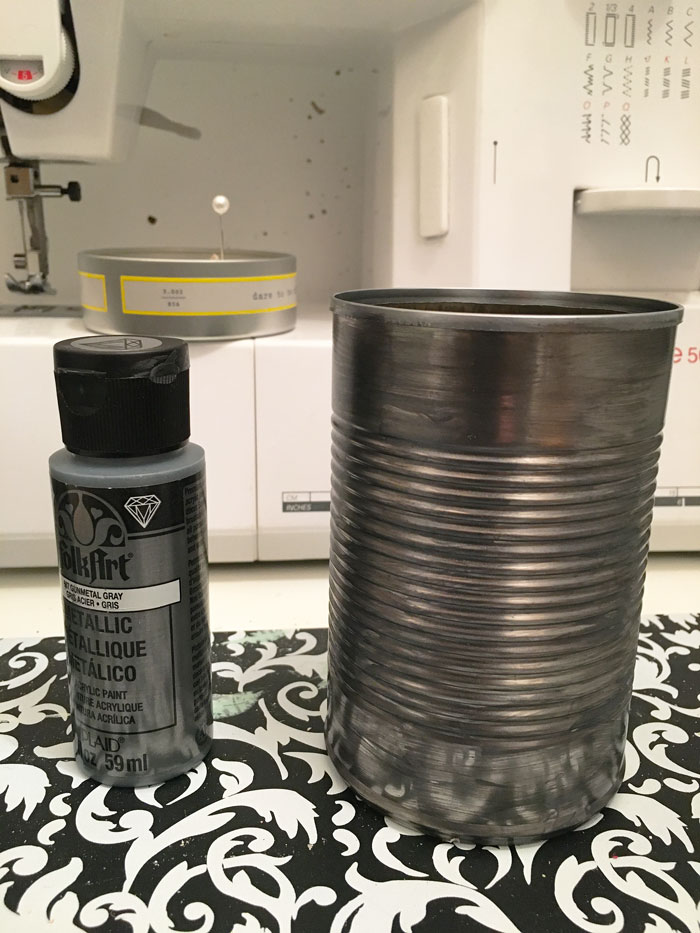 galvanized painted tin can