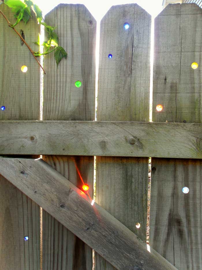 garden fence with marbles