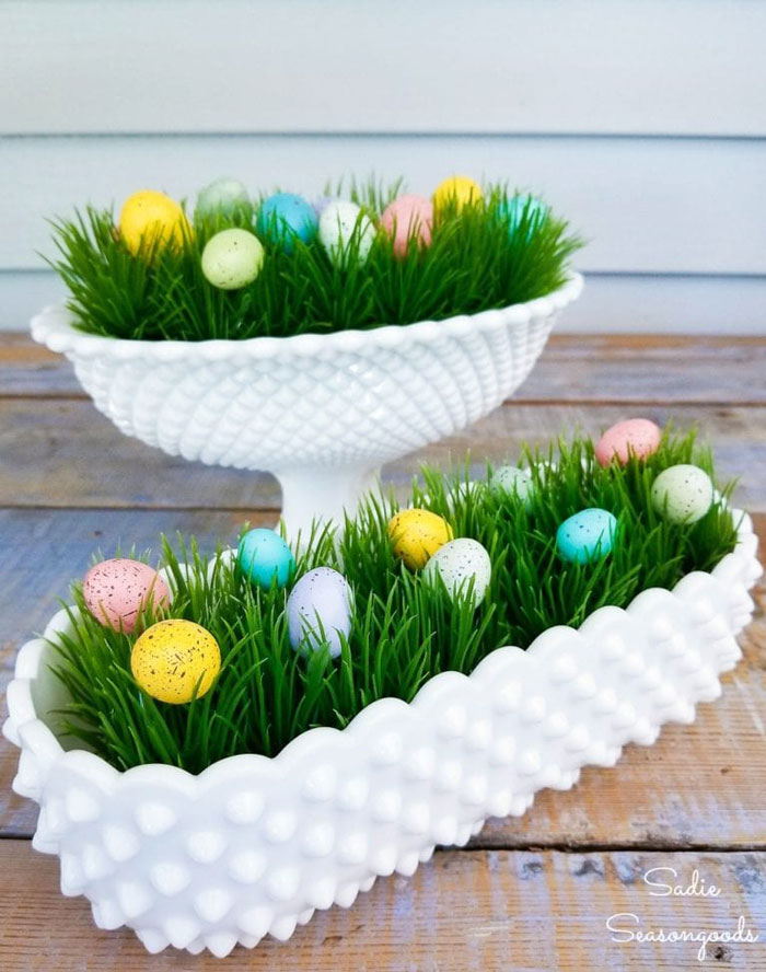 milk glass easter decor