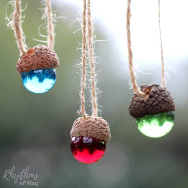 rustic acorn marble ornaments - what to do with old marbles