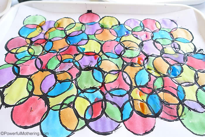 stained glass art with toilet paper rolls