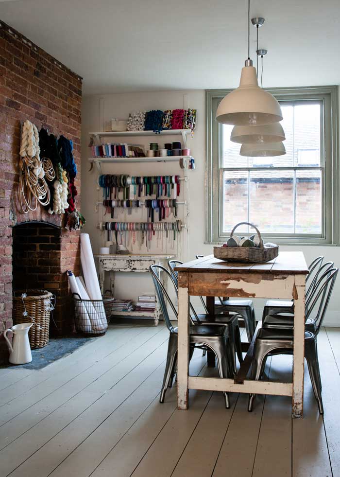 warm and rustic craft room