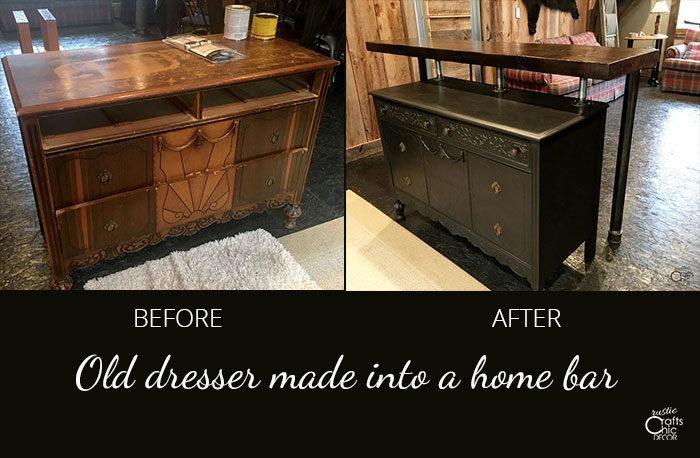 DIY Home Bar From An Old Dresser - Rustic Crafts & DIY