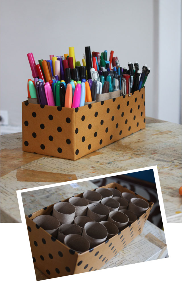 HOW TO MAKE A DESK ORGANIZER FROM CARDBOARD BOX - Easy & Small 