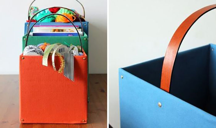 fabric covered cardboard storage tote