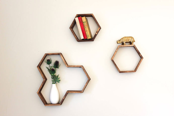 popsicle stick honeycomb shelves