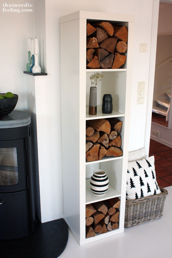 bookcase firewood storage