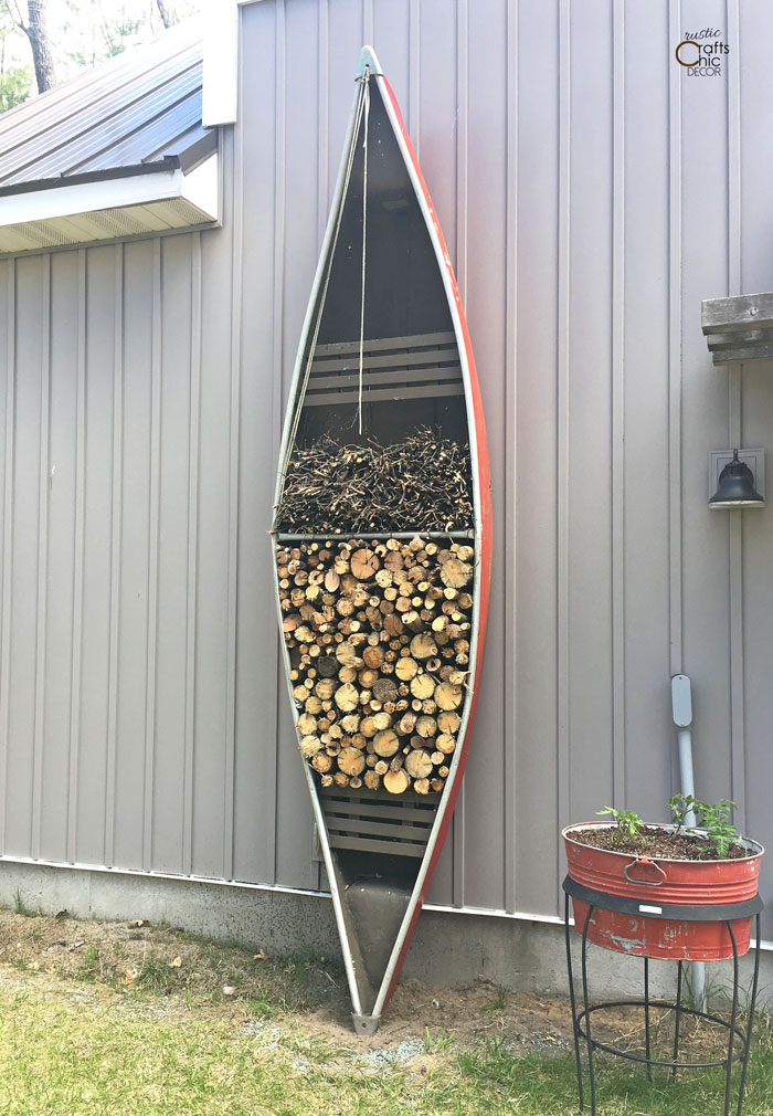 canoe outdoor firewood storage