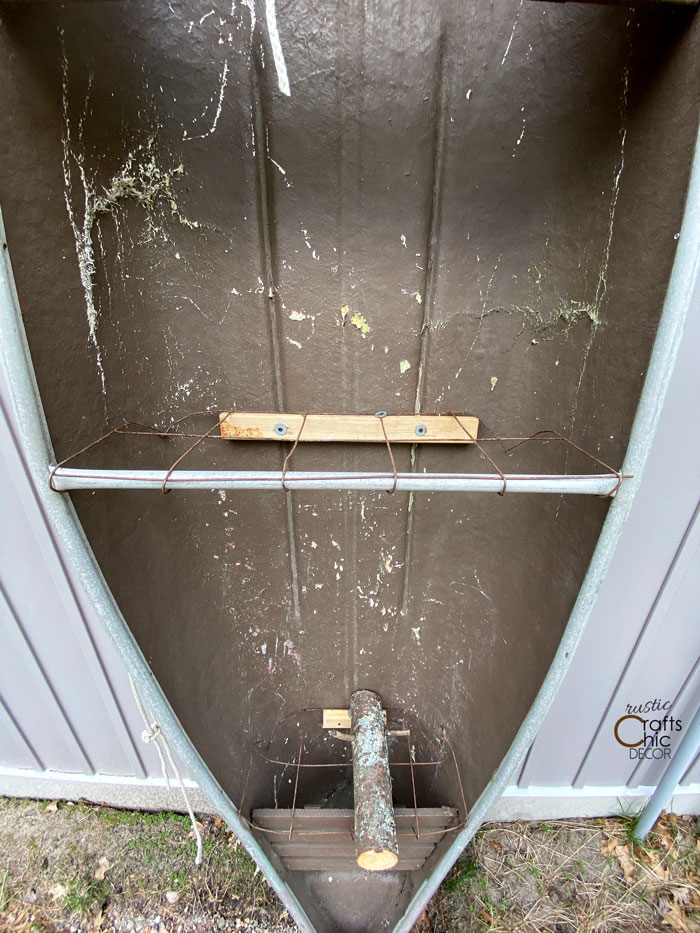 diy wire shelf for holding logs