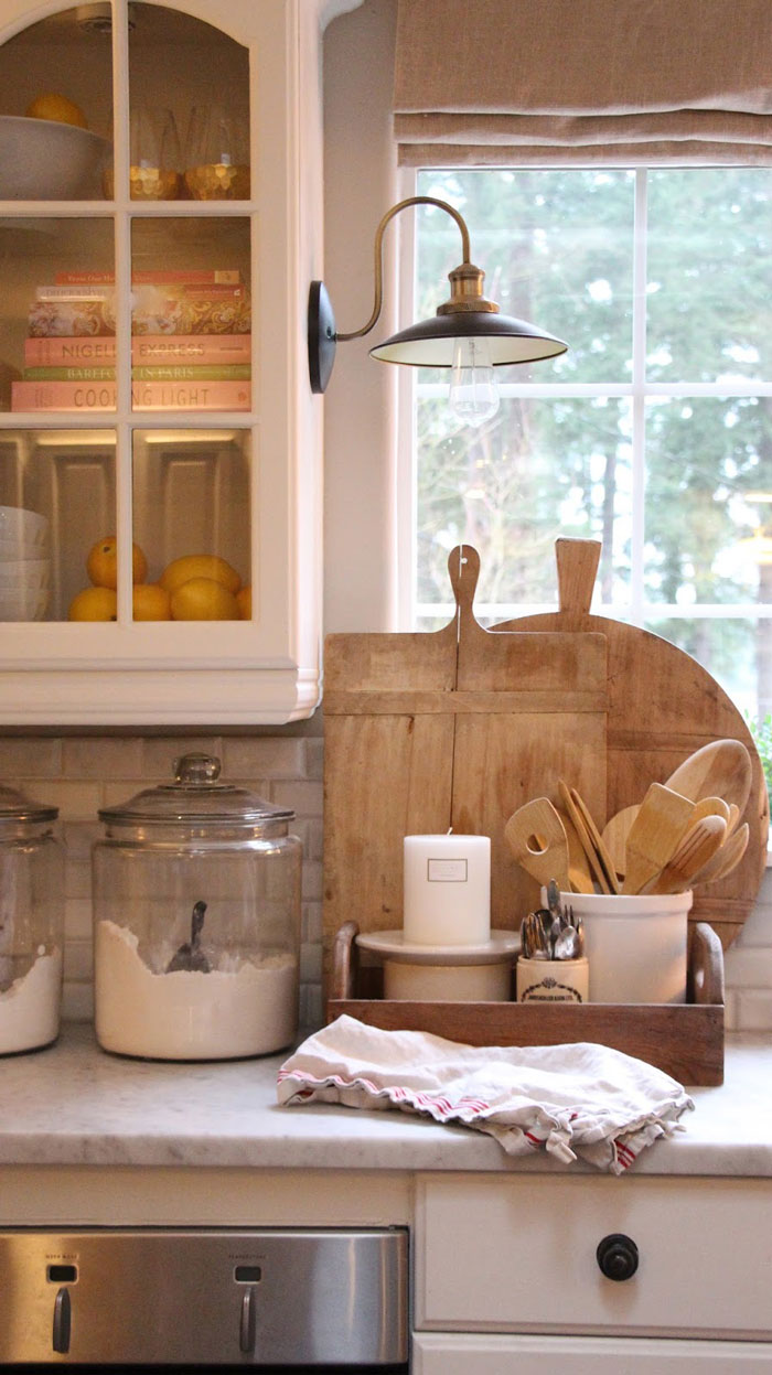 cutting boards in front of window