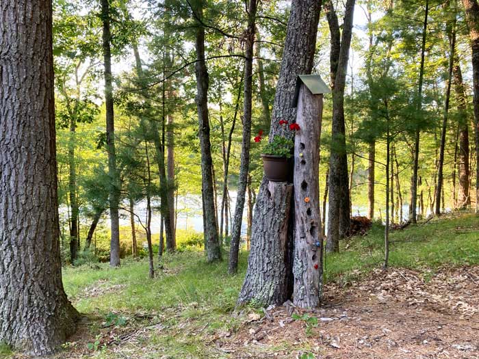 tree trunk birdhouse