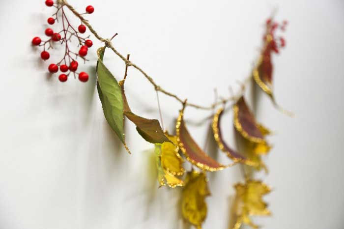 glitter leaf garland