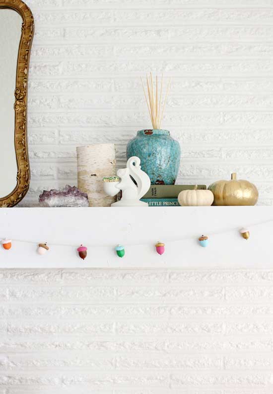 painted acorn garland