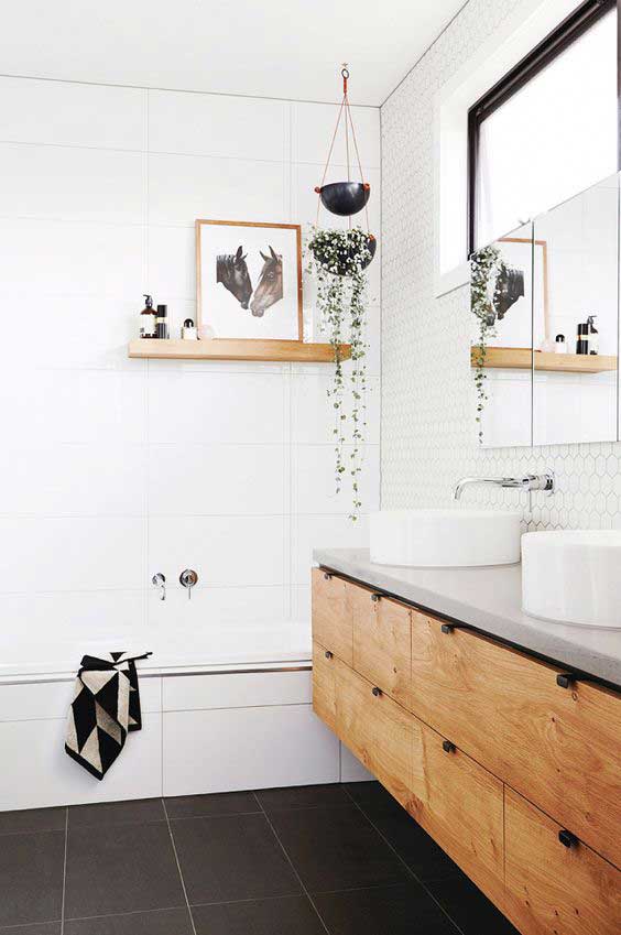 black and white modern rustic bathroom