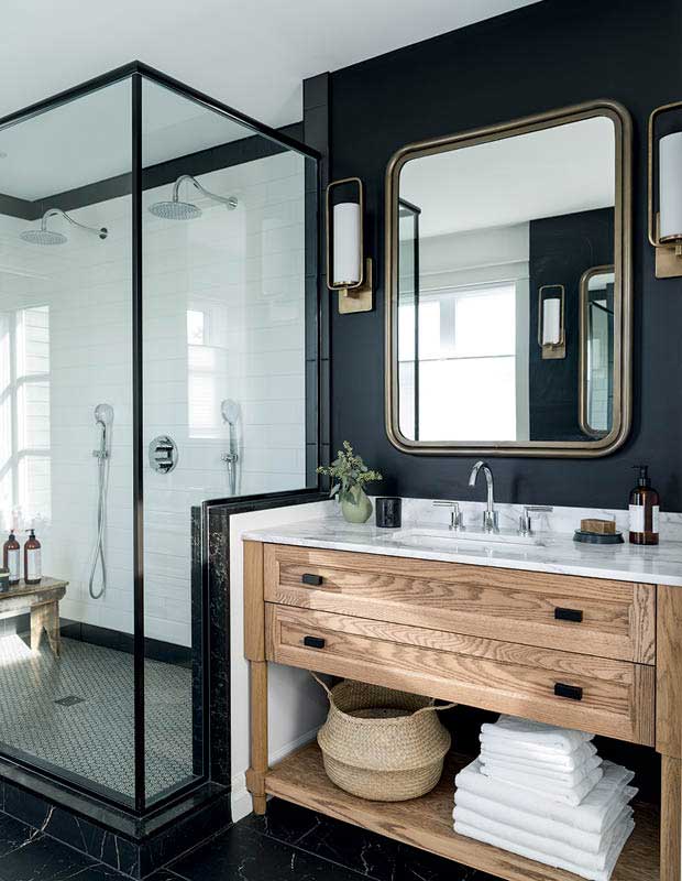 black walls in bathroom