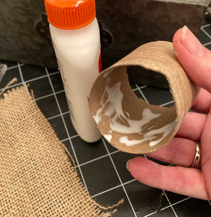 glue inside toilet paper roll