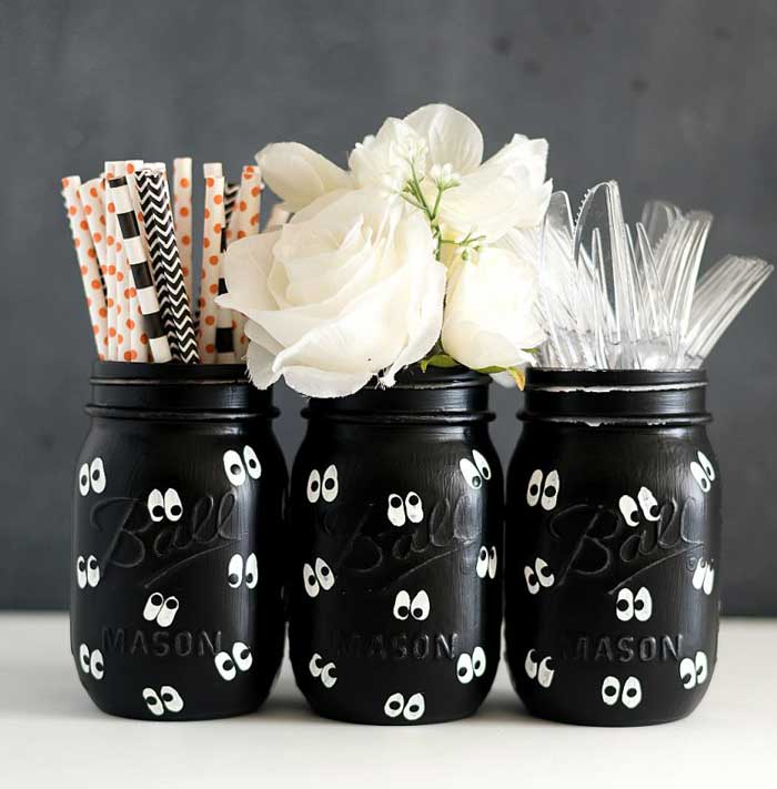 google eye mason jar vases