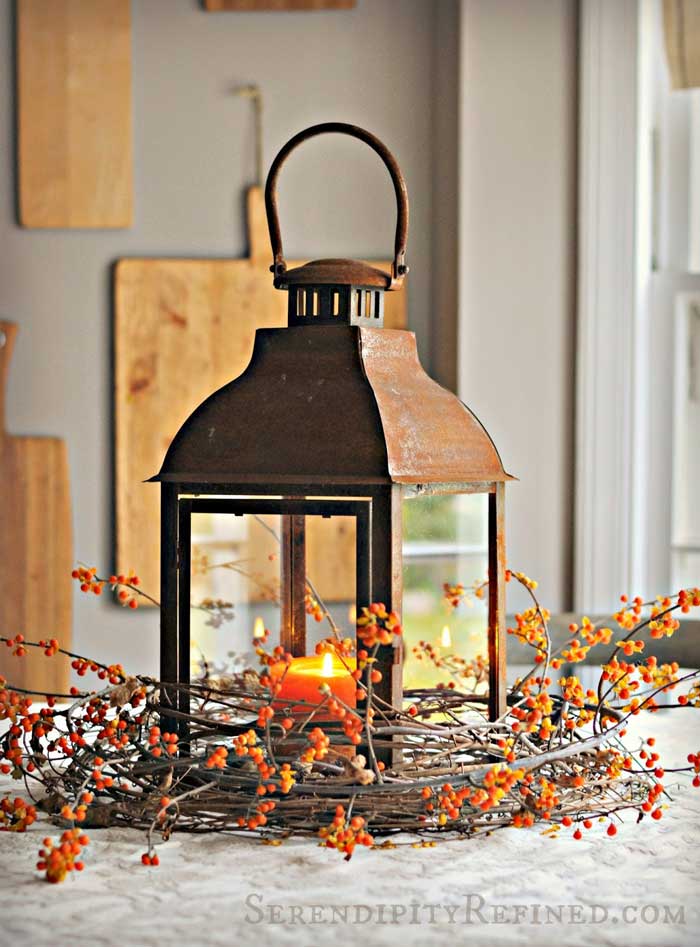 rustic lantern centerpiece