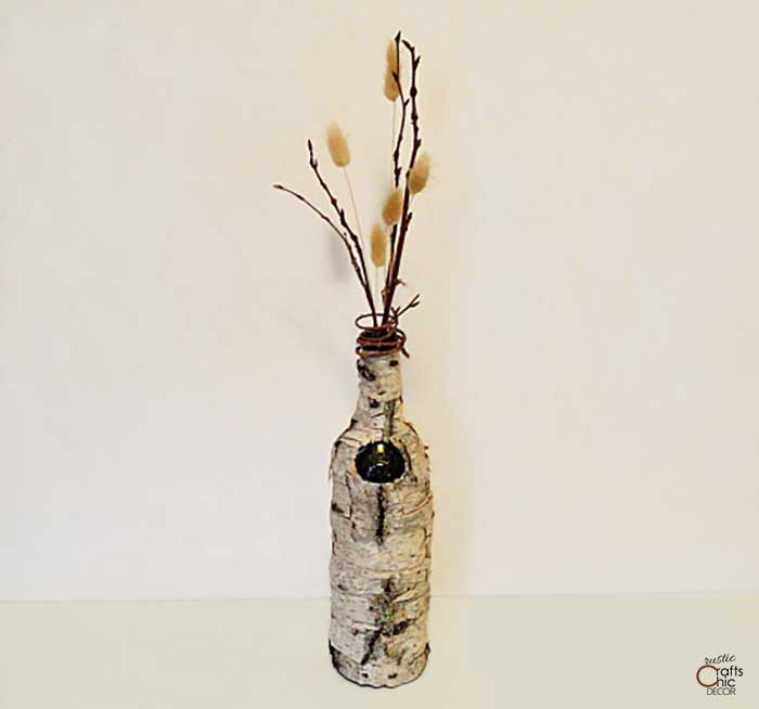 Rustic Birch Wine Bottle Craft - Rustic Crafts & DIY