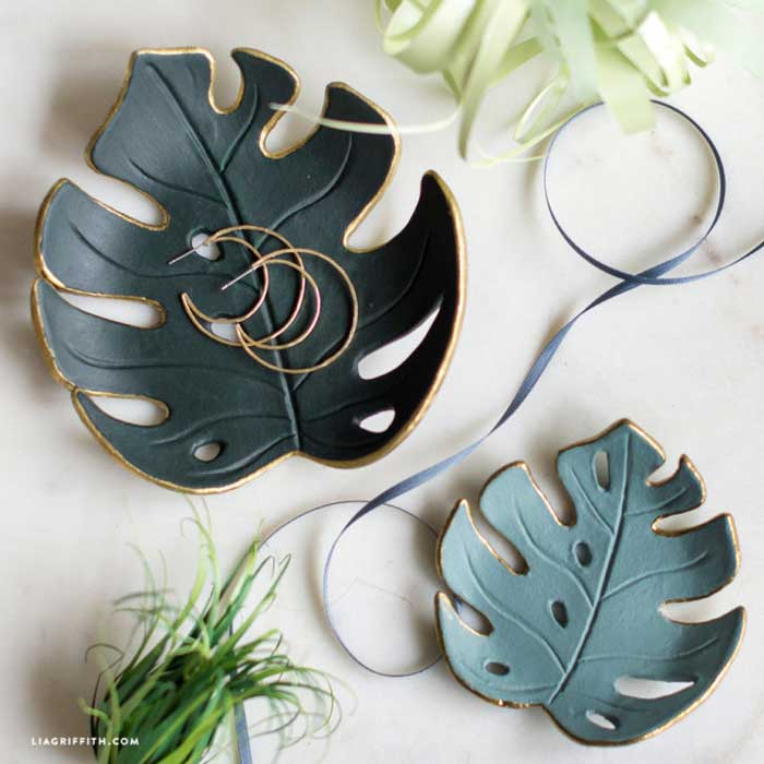 air dry clay leaf dish