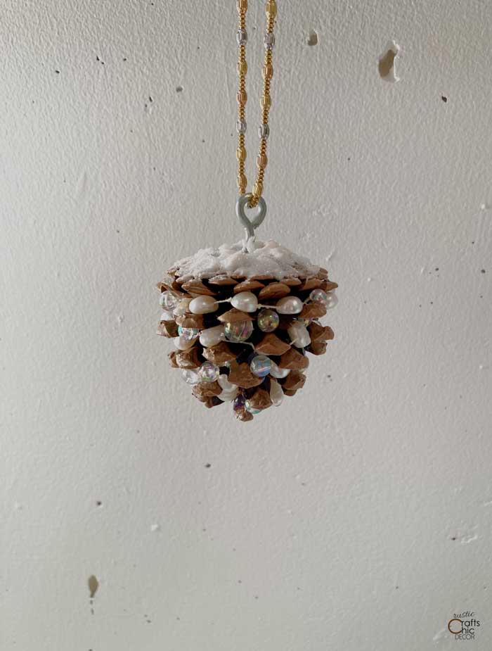 pinecone christmas ornament made with jewelry