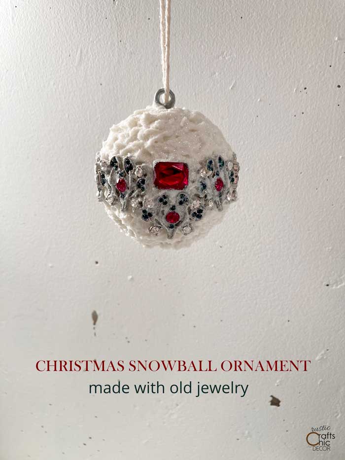 christmas ornament made with old jewelry