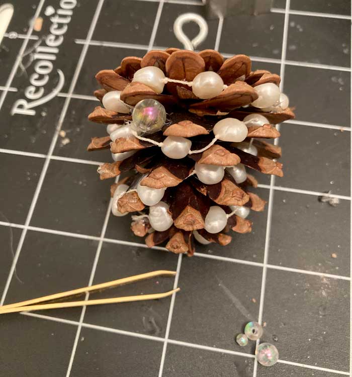 diy pinecone ornament step three