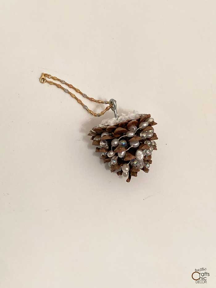 pinecone ornament with necklace