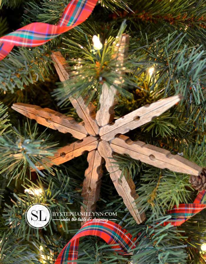 diy clothespin snowflake ornament