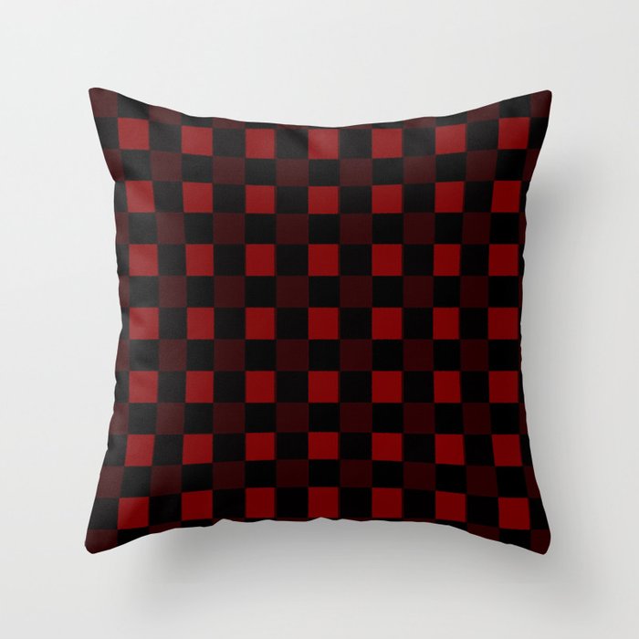 red and black plaid winter throw pillow