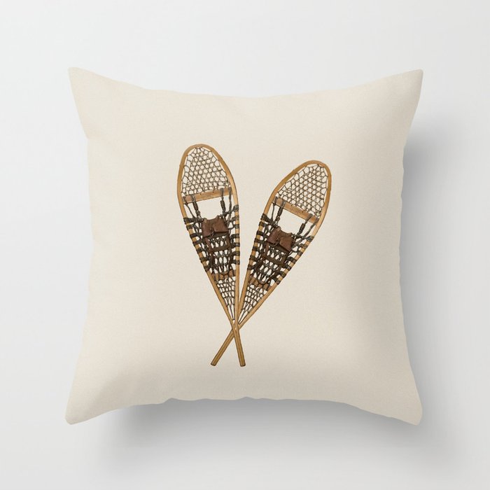 snow shoe winter throw pillow