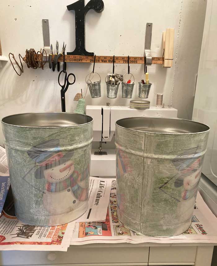 whitewash painted tins