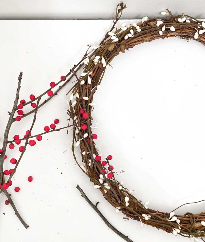 winter berries attached to wreath