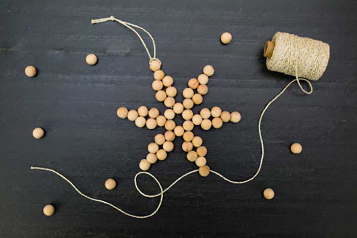 wooden bead snowflake ornament