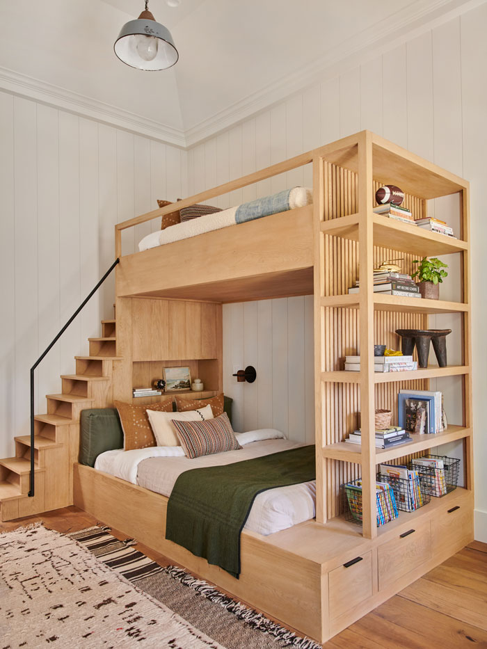 bunk beds with bookshelf