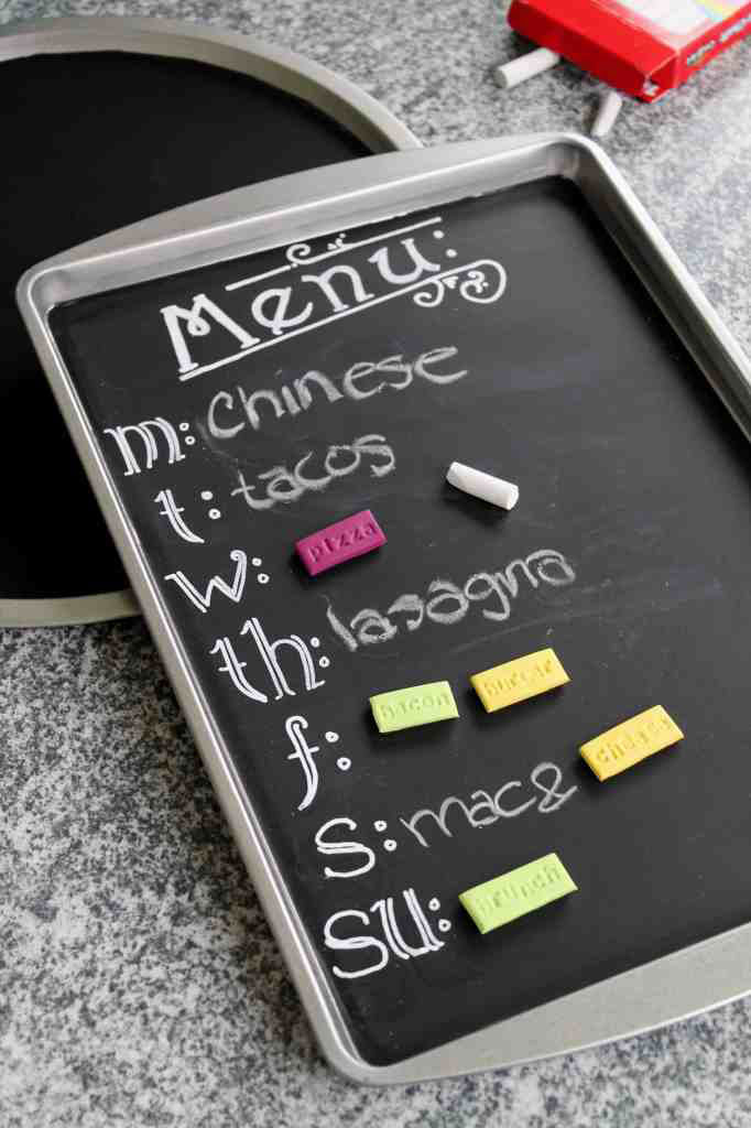 cookie sheet magnet chalkboard