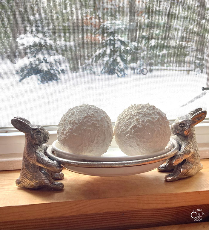 sparkly faux snowballs