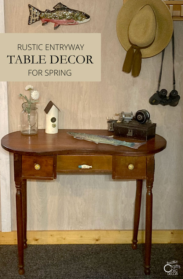 rustic entryway table decor for spring