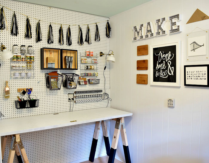 closet door on sawhorses desk