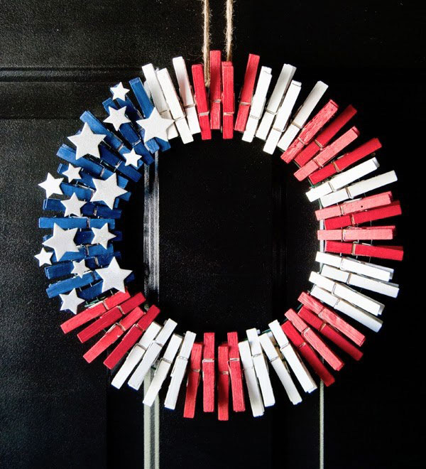 patriotic clothespin wreath