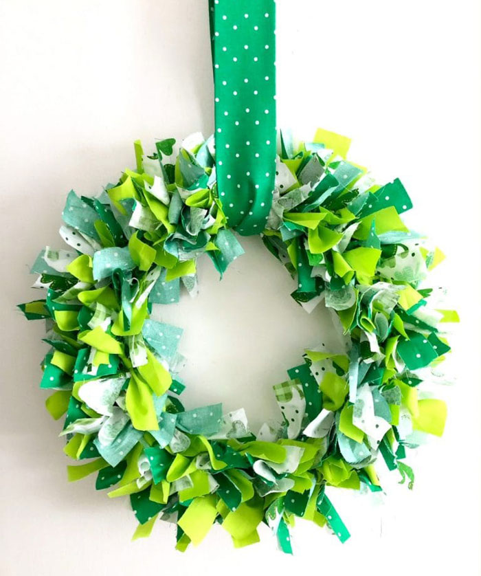 shades of green rag wreath