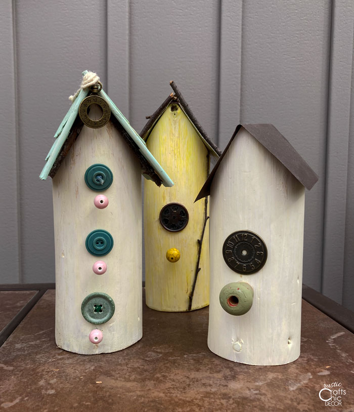 spring log birdhouses