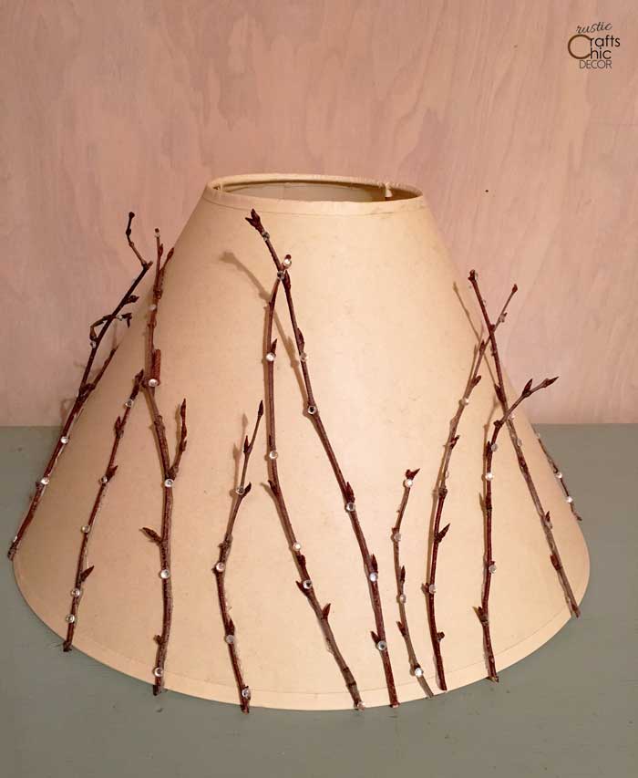 twig and sequin decorated lampshade