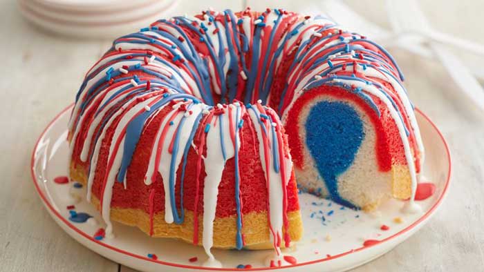 firecracker red white and blue cake